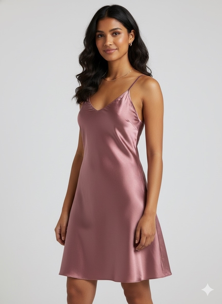 - Gül Kurusu Saten Gecelik  - Gül Kurusu Saten Gecelik