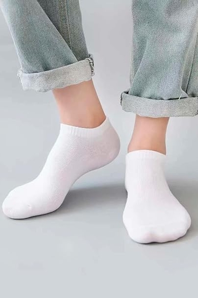  - Kadın Bambu Kısa Beyaz Soket Çorap
