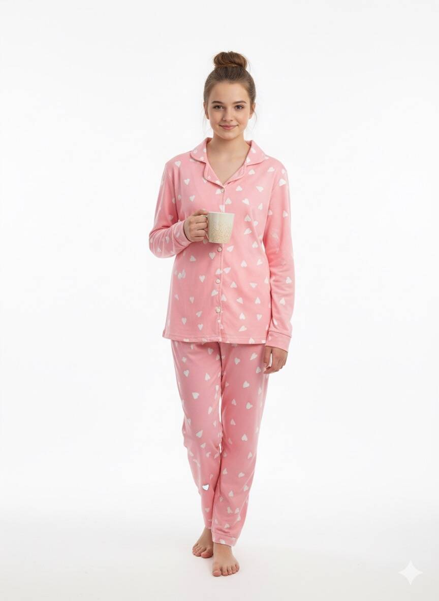 Kalp Desenli Çocuk Pijama Takım