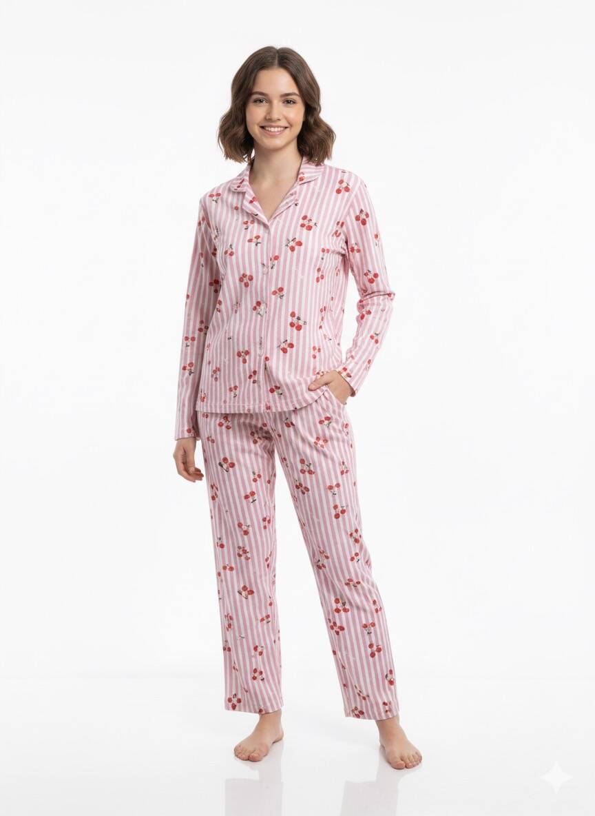 Kiraz Desenli Çocuk Pijama Takım