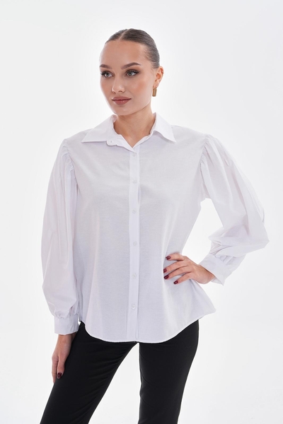 - Kolu Büzgülü Kadın Gömlek  - Kolu Büzgülü Kadın Gömlek