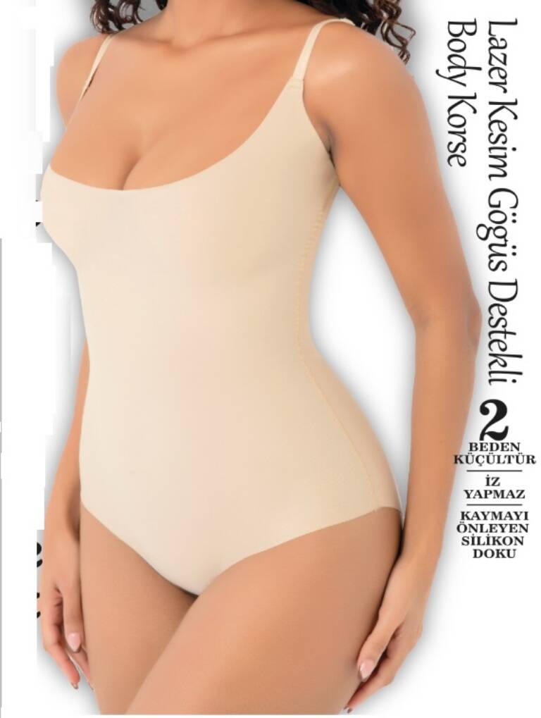 Lazer Kesim Göğüs Destekli İp Askılı Korse Lazer Kesim Göğüs Destekli İp Askılı Korse