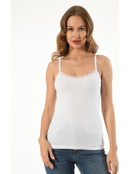  - Ön Yaka Dantelli Dar Kesim Kadın Atlet