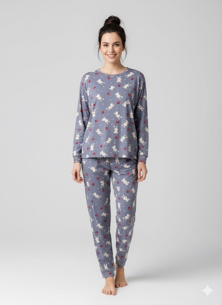 Tavşan Desenli Pijama Takım - Thumbnail